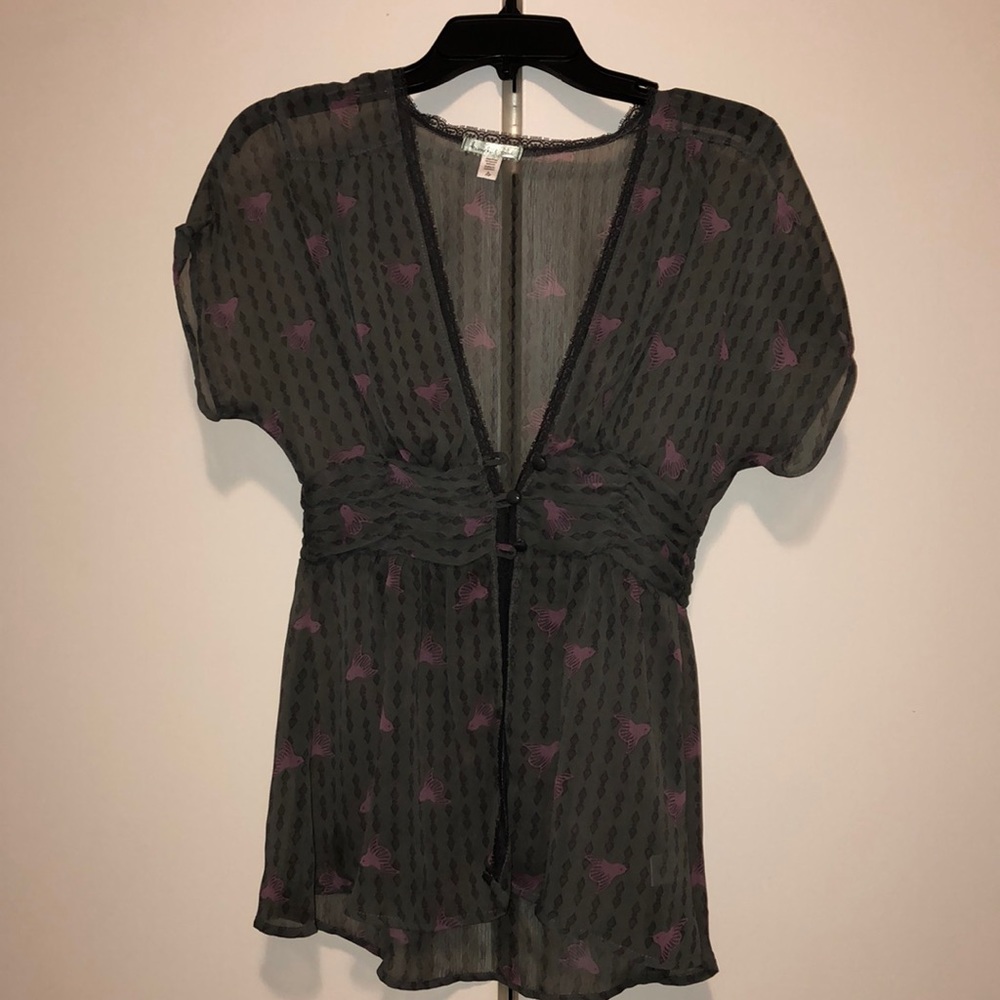 Silk blouse with hummingbird detail